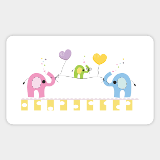 Cute elephants and baby elephant Sticker